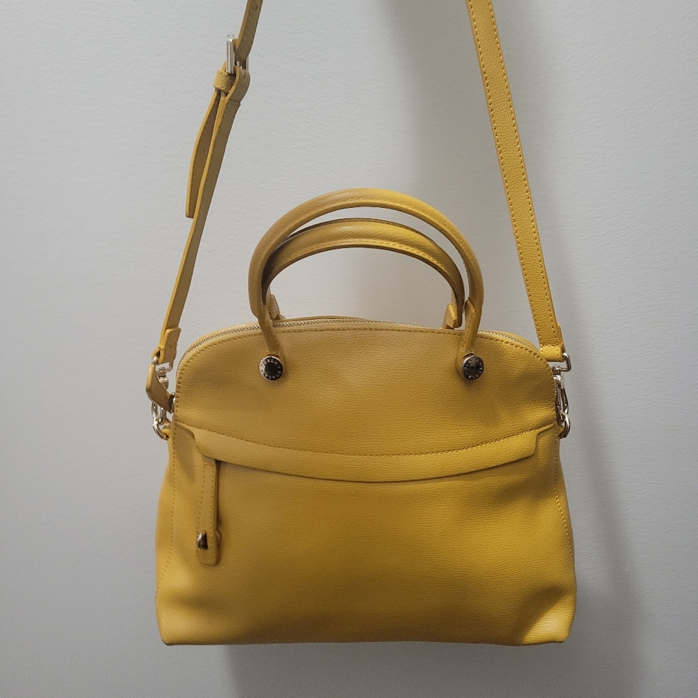 Furla Leather Mustard Dual Strap Handbag With Crossbody Strap - Picture 9 of 16